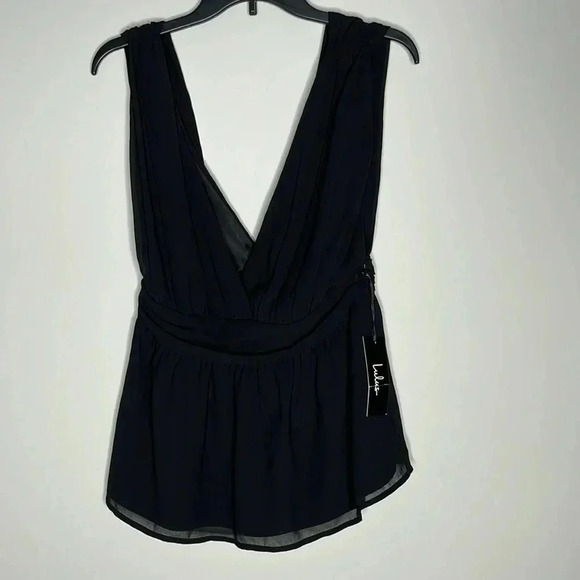 Lulu’s Black Women’s Plunge Vneckline Sleeveless Blouse Size L - Picture 1 of 10